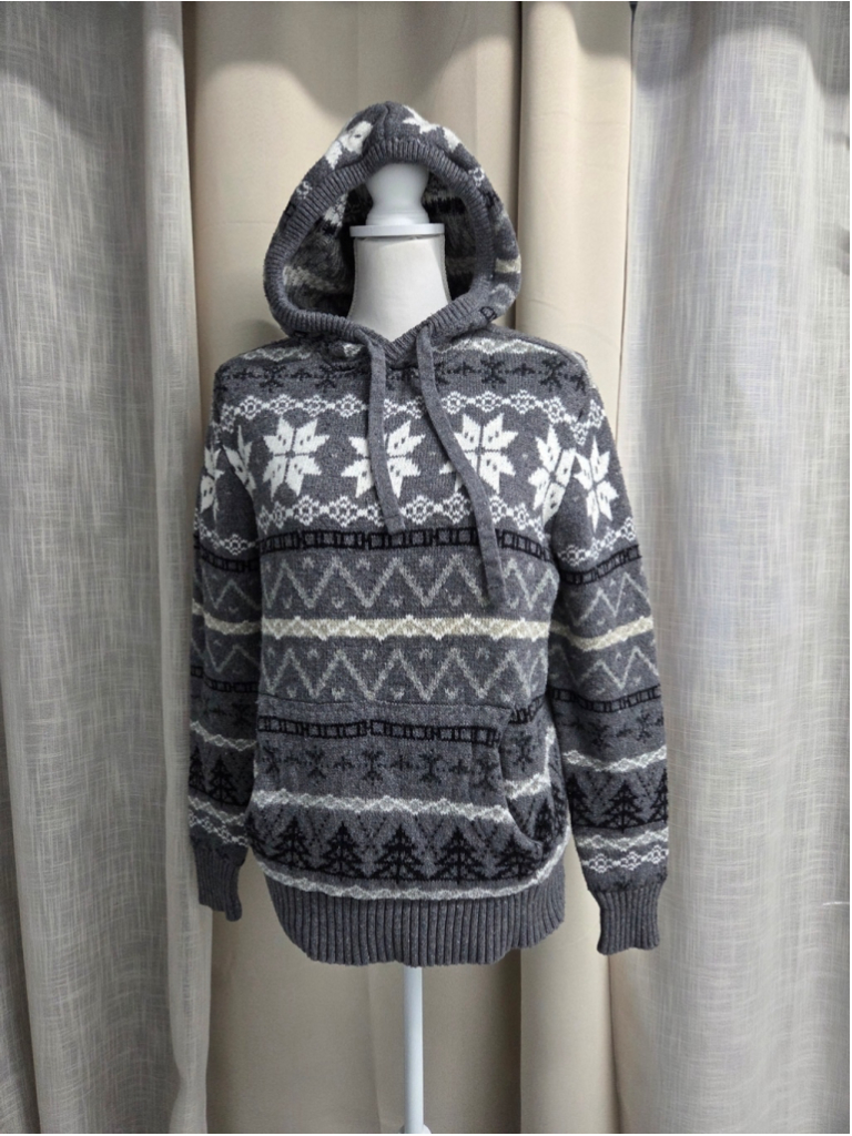 American Eagle Outfitters Fair Isle Hooded Sweater Size S